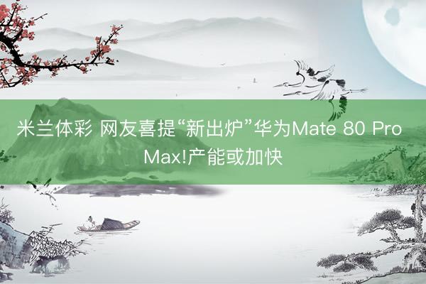 米兰体彩 网友喜提“新出炉”华为Mate 80 Pro Max!产能或加快