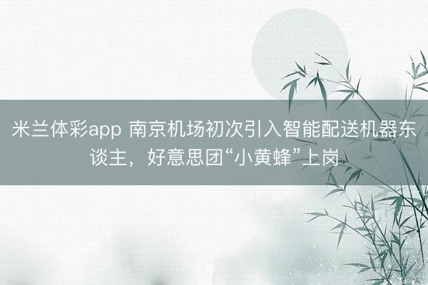 米兰体彩app 南京机场初次引入智能配送机器东谈主,好意思团“小黄蜂”上岗