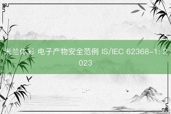 米兰体彩 电子产物安全范例 IS/IEC 62368-1: 2023
