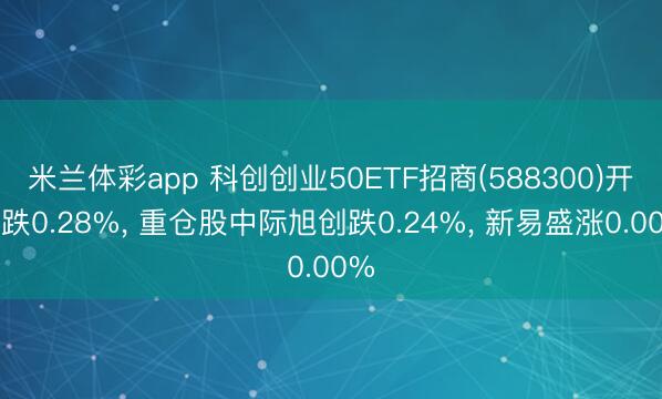 米兰体彩app 科创创业50ETF招商(588300)开盘跌0.28%， 重仓股中际旭创跌0.24%， 新易盛涨0.00%