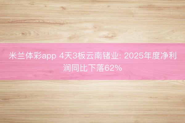 米兰体彩app 4天3板云南锗业: 2025年度净利润同比下落62%